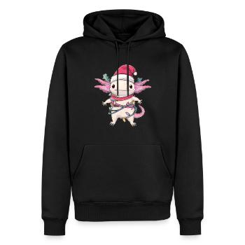 Mignon Kawaii Axolotl Père Noël - Sweat à capuche Premium bio Homme - noir - Devant - Nico (187cm)