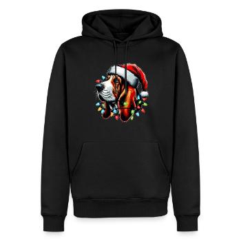 Basset Hound Chien Père Noël Noël - Sweat à capuche Premium bio Homme - noir - Devant - Nico (187cm)