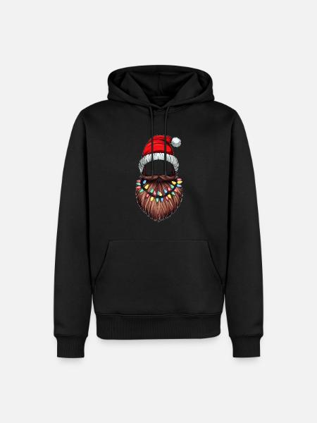 Beard Bearded Christmas Hat - Men’s Premium Organic Hoodie - black