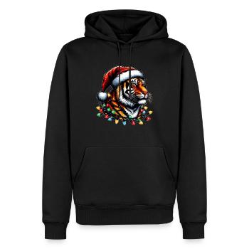 Bengalischer Tiger Löwe Weihnachtsmütze Xmas - Männer Premium Bio Hoodie - Schwarz - Vorne - Nico (187cm)