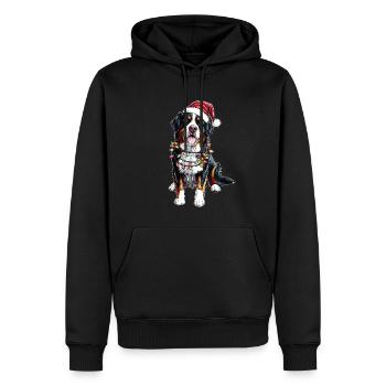 Niedlicher Berner Sennenhund Weihnachtsmütze Xmas - Männer Premium Bio Hoodie - Schwarz - Vorne - Nico (187cm)
