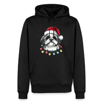 Chapeau de Noël Shih Tzu mignon Noël - Sweat à capuche Premium bio Homme - noir - Devant - Nico (187cm)