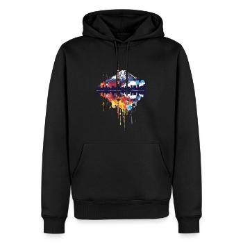 Fuji - Männer Premium Bio Hoodie - Schwarz - Vorne - Nico (187cm)
