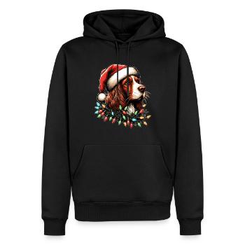 Brittany Spaniel Chien Père Noël Noël - Sweat à capuche Premium bio Homme - noir - Devant - Nico (187cm)