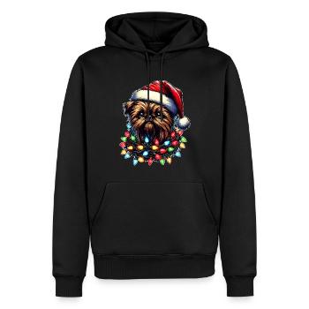 Bruxelles Griffon Chien Père Noël Chapeau Noël - Sweat à capuche Premium bio Homme - noir - Devant - Nico (187cm)
