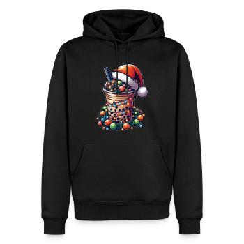 Bubble Tea Boba Milchtee Weihnachtsmütze Xmas - Männer Premium Bio Hoodie - Schwarz - Vorne - Nico (187cm)