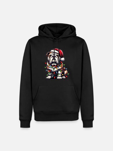 Bulldog Dog Christmas Hat Xmas - Men’s Premium Organic Hoodie - black