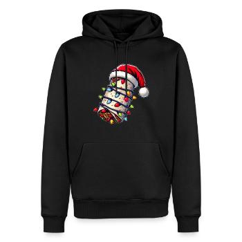 Burritos Cuisine mexicaine Chapeau de Noël - Sweat à capuche Premium bio Homme - noir - Devant - Nico (187cm)