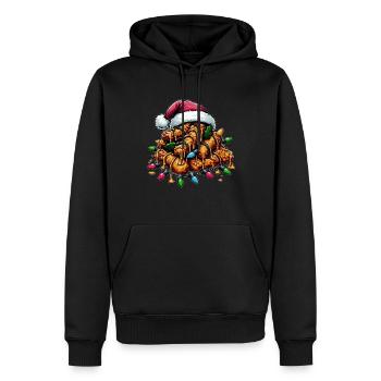 Ailes de poulet Bouquet Chapeau de Père Noël - Sweat à capuche Premium bio Homme - noir - Devant - Nico (187cm)