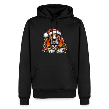 Coonhound Chien Chapeau de Noël Noël - Sweat à capuche Premium bio Homme - noir - Devant - Nico (187cm)