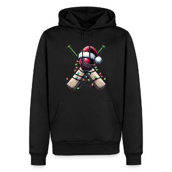 Cricket Player Team Santa Hat Xmas - Men’s Premium Organic Hoodie - black - Front - Nico (187cm)