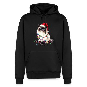 Chapeau de Noël Himalayan Cat Noël - Sweat à capuche Premium bio Homme - noir - Devant - Nico (187cm)