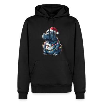 Hippo Hippopotamus Weihnachtsmütze Xmas - Männer Premium Bio Hoodie - Schwarz - Vorne - Nico (187cm)