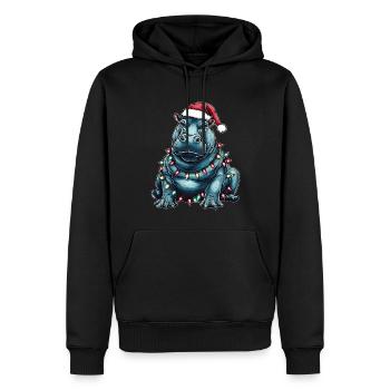 Hippo Hippopotamus Weihnachtsmütze Xmas - Männer Premium Bio Hoodie - Schwarz - Vorne - Nico (187cm)
