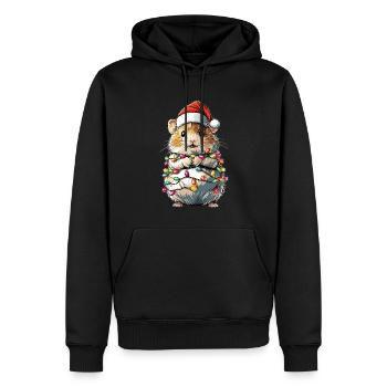 Mignon hamster Hammy Chapeau de Noël Noël - Sweat à capuche Premium bio Homme - noir - Devant - Nico (187cm)