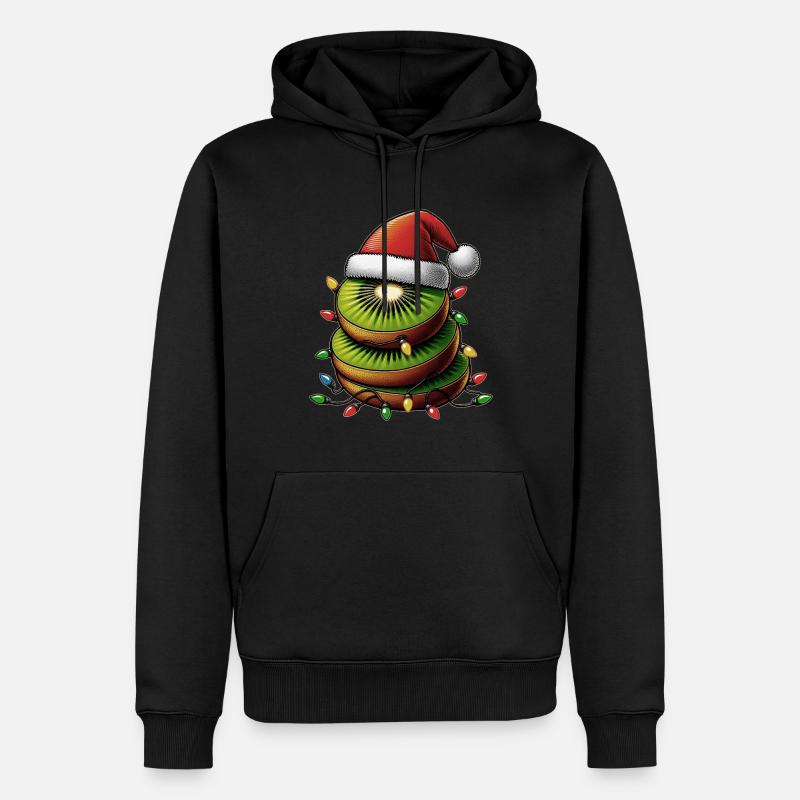 Kiwi Fruit Chapeau de Noël - Sweat à capuche Premium bio Homme - noir