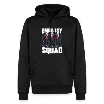 Cadre diplomatique - Sweat à capuche Premium bio Homme - noir - Devant - Nico (187cm)