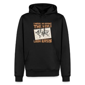 Cartographe - Sweat à capuche Premium bio Homme - noir - Devant - Nico (187cm)