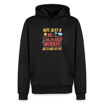 Travailleurs de la petite enfance - Sweat à capuche Premium bio Homme - noir - Devant - Nico (187cm)
