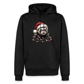 Frettchen Weihnachtsmütze Xmas - Männer Premium Bio Hoodie - Schwarz - Vorne - Nico (187cm)