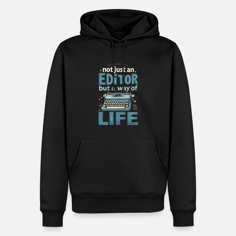 Editor - Männer Premium Bio Hoodie - Schwarz