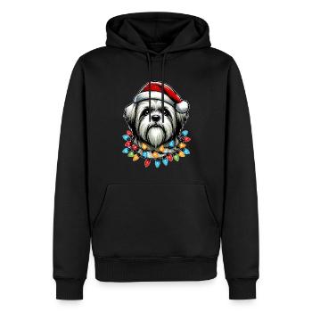 Lhasa Apso Hund Weihnachtsmütze Xmas - Männer Premium Bio Hoodie - Schwarz - Vorne - Nico (187cm)