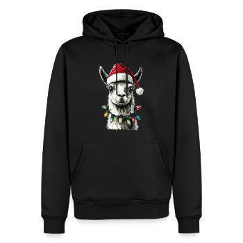 Lustige niedliche Lama Alpaka Weihnachtsmütze Weih - Männer Premium Bio Hoodie - Schwarz - Vorne - Nico (187cm)