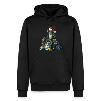 Frosch auf Felsen sitzend Cottagecore Goblincore - Männer Premium Bio Hoodie - Schwarz - Vorne - Nico (187cm)