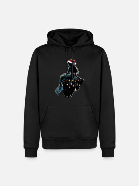 Meerjungfrau Weihnachtsmütze Xmas - Männer Premium Bio Hoodie - Schwarz
