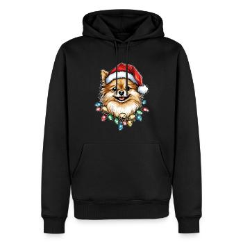 Pomeranian Hund Weihnachten Hut Xmas - Männer Premium Bio Hoodie - Schwarz - Vorne - Nico (187cm)