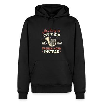 Corniste Cor français - Sweat à capuche Premium bio Homme - noir - Devant - Nico (187cm)