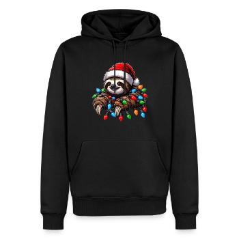 paresseux Père Noël chapeau - Sweat à capuche Premium bio Homme - noir - Devant - Nico (187cm)