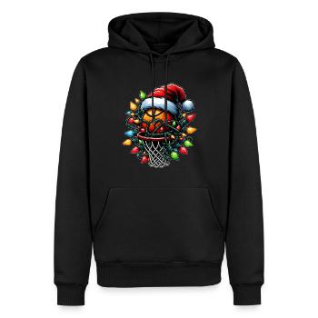 Basket-ball Streetball Chapeau de Noël - Sweat à capuche Premium bio Homme - noir - Devant - Nico (187cm)