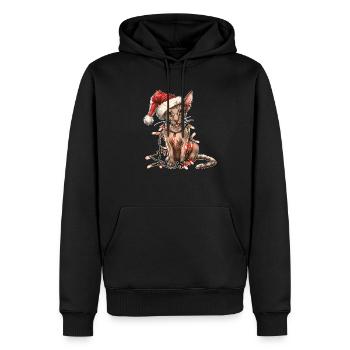 Oriental Shorthair Chat Chapeau de Noël Noël - Sweat à capuche Premium bio Homme - noir - Devant - Nico (187cm)