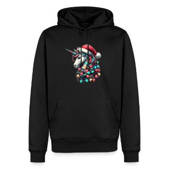Einhorn Tier Weihnachtsmütze Xmas - Männer Premium Bio Hoodie - Schwarz - Vorne - Nico (187cm)