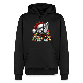 West Highland Terrier Hund Weihnachten Hut Schal X - Männer Premium Bio Hoodie - Schwarz - Vorne - Nico (187cm)
