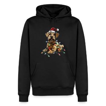 Wheaten Terrier Chien Père Noël Chapeau Noël - Sweat à capuche Premium bio Homme - noir - Devant - Nico (187cm)