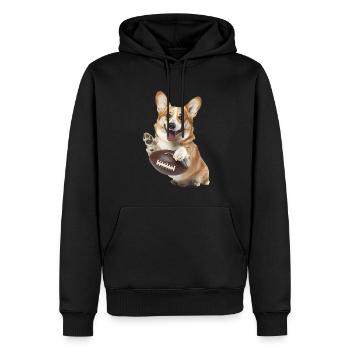 Pitbull Corgi américain - Sweat à capuche Premium bio Homme - noir - Devant - Nico (187cm)