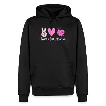 Häkeln Stricken Häkelnadel Peace Love Crochet - Männer Premium Bio Hoodie - Schwarz - Vorne - Nico (187cm)