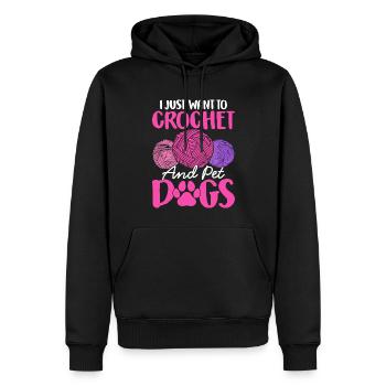 Crochet Tricot Yarn Lover Chien Crochet et Haul - Sweat à capuche Premium bio Homme - noir - Devant - Nico (187cm)