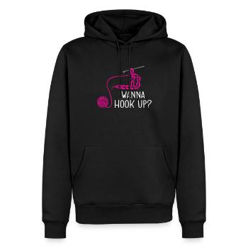 Crochet Tricot Yarn Lover Crochet Crochet Wanna Hoo - Sweat à capuche Premium bio Homme - noir - Devant - Nico (187cm)