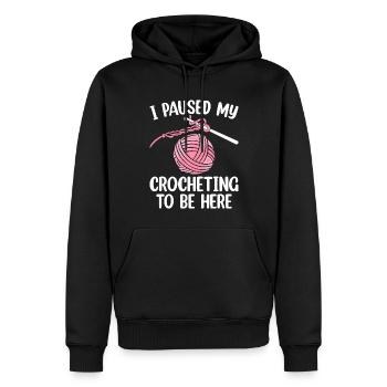 I've interrupted my crochet to be here - Men’s Premium Organic Hoodie - black - Front - Nico (187cm)