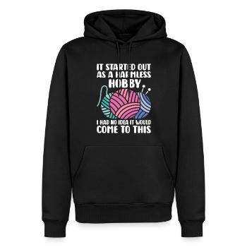 Crochet Knitting Yarn Lover Harmless Hobby Come - Men’s Premium Organic Hoodie - black - Front - Nico (187cm)