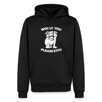 Bulldog, taisez-vous, s’il vous plaît, taisez-vous - Sweat à capuche Premium bio Homme - noir - Devant - Nico (187cm)