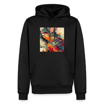 Guitare - Sweat à capuche Premium bio Homme - noir - Devant - Nico (187cm)