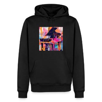 Piano - Men’s Premium Organic Hoodie - black - Front - Nico (187cm)