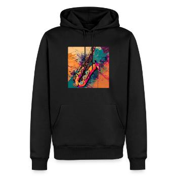 Saxophone - Sweat à capuche Premium bio Homme - noir - Devant - Nico (187cm)