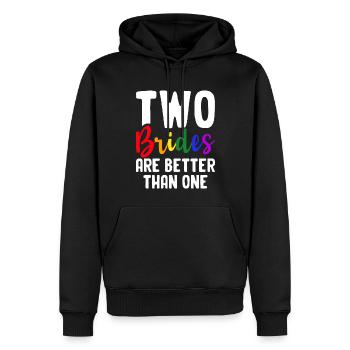 Brautparty Lesbisch Zwei Bräute sind besser als ei - Männer Premium Bio Hoodie - Schwarz - Vorne - Nico (187cm)
