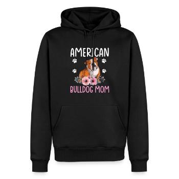 Bouledogue américain Mère bouledogue Amoureuse - Sweat à capuche Premium bio Homme - noir - Devant - Nico (187cm)