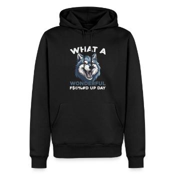 Journée du loup foutu en l’air - Sweat à capuche Premium bio Homme - noir - Devant - Nico (187cm)